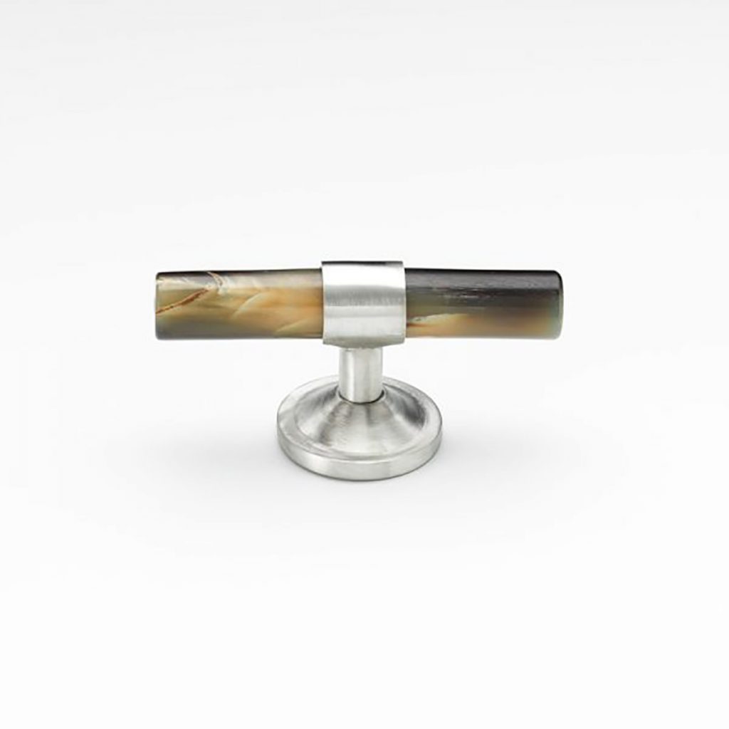 Mood 120 Brown Cattle Horn & Pewter Cabinet Knob