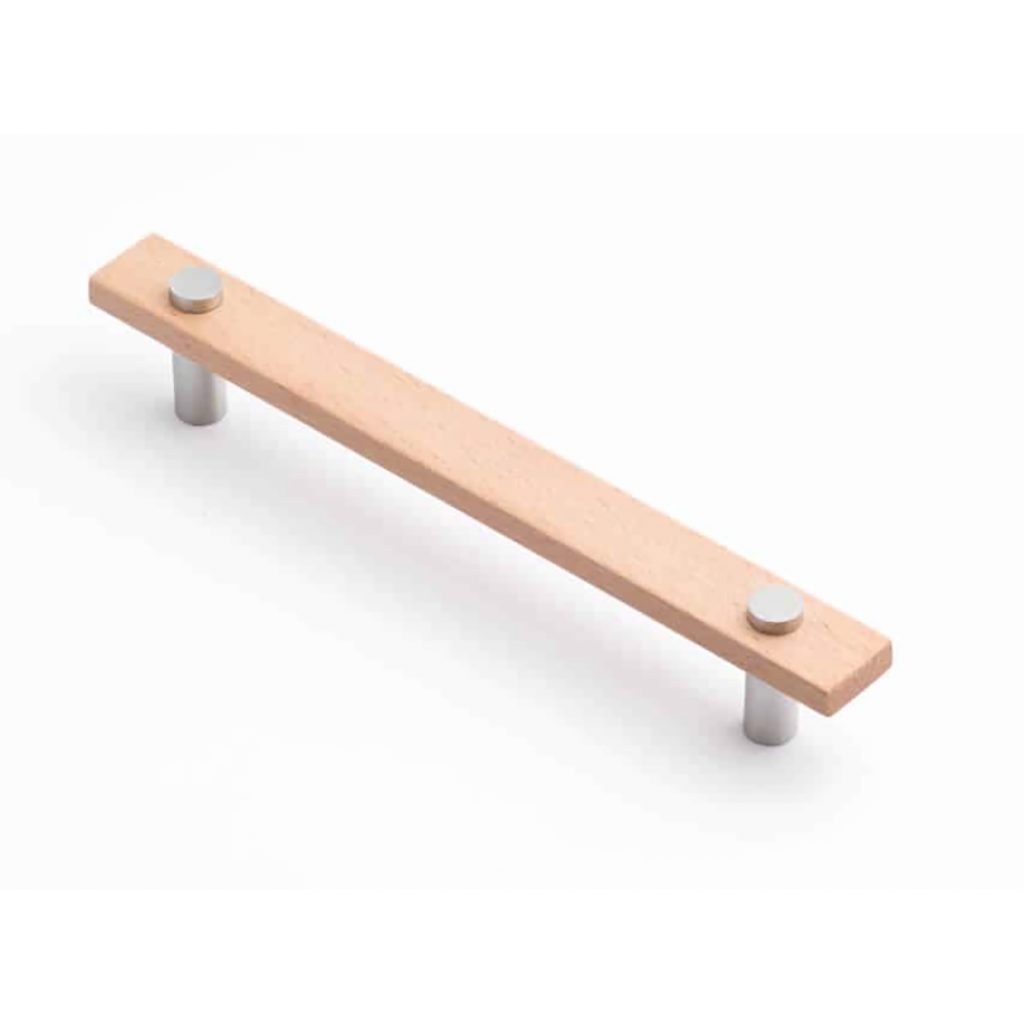 Nelson Timber Cabinet Handle Euro Beech & Satin Chrome