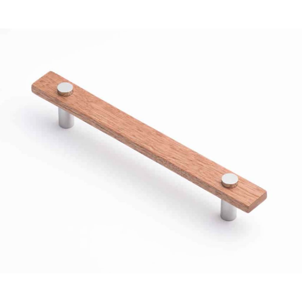 Nelson Cabinet Handle Tas Oak & Polished Chrome - Timber