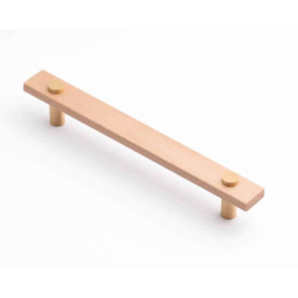 Nelson Cabinet Handle Brushed Gold Euro Beech Timber