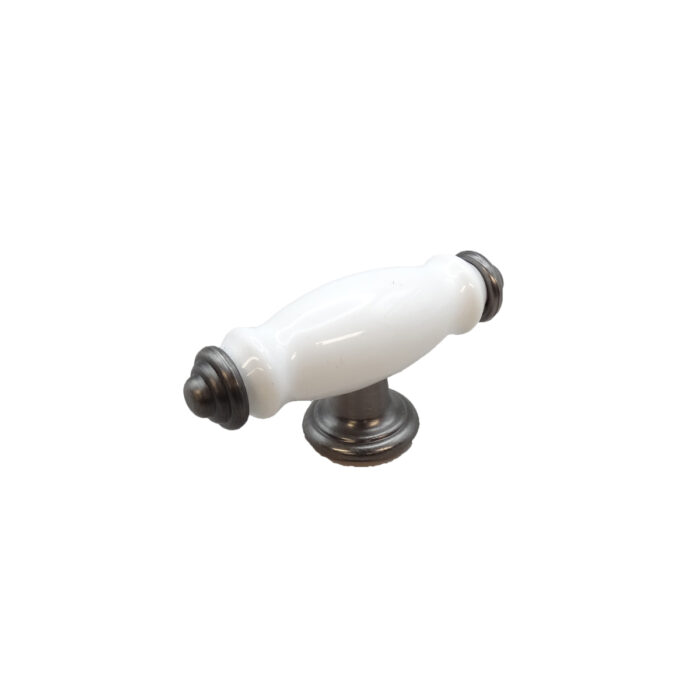 Airini Cabinet Knob – White & Pewter