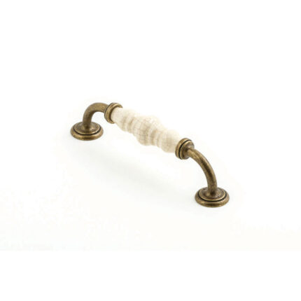 Coco Cabinet Handle Cream Crackle and Antique Brass