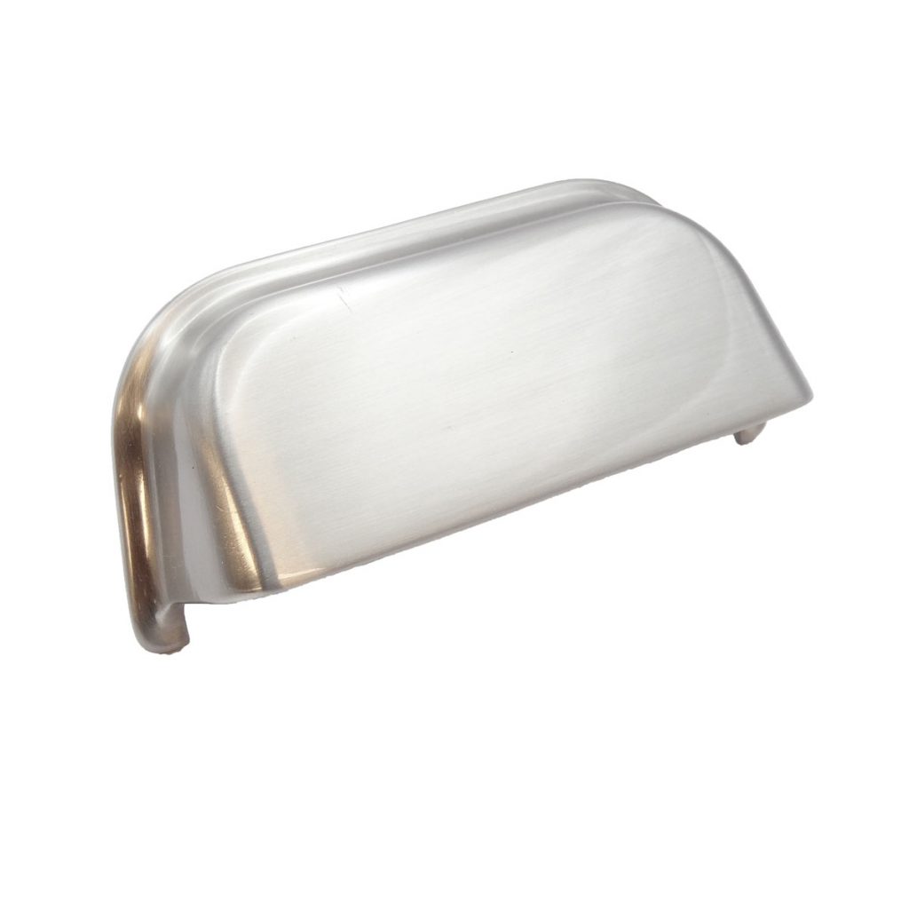 Hudson Cup Pull Satin Nickel - Hamptons Cabinet Handle