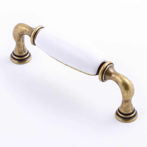 Castella Manor Cabinet Handle - White & Antique Brass.jpg