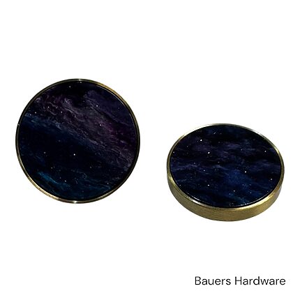 Solar blue cabinet knob with brass base