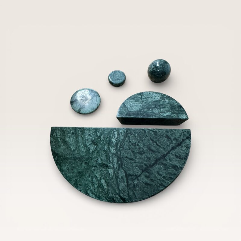 Green coloured handles and knobs for doors