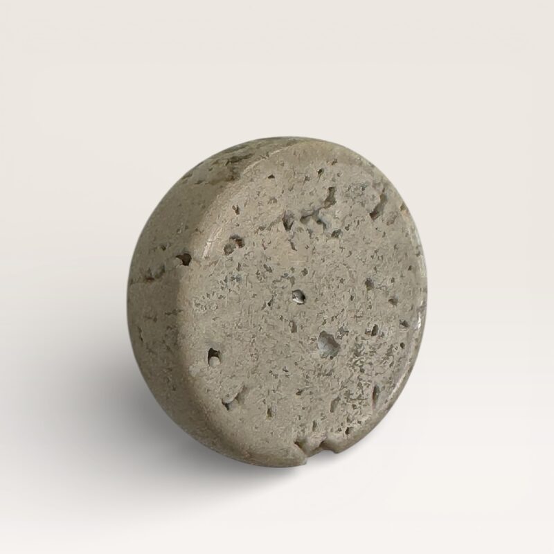 Travertine disc shaped knob for cabinets